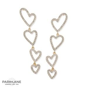 Park Lane Love Bug Gold and Silver Triple Heart Pave Earrings | New